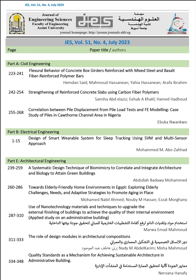 JES. Journal of Engineering Sciences