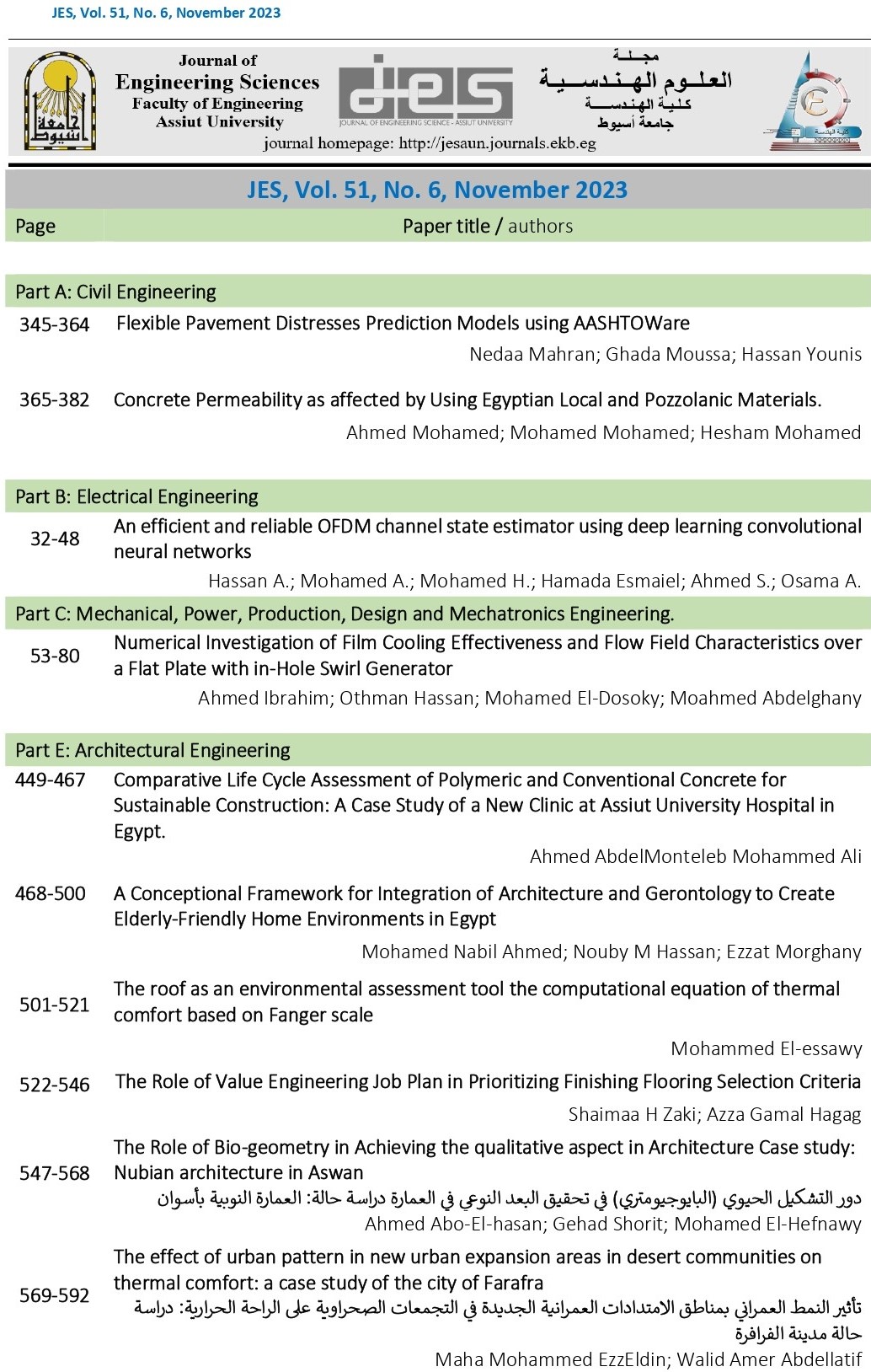 JES. Journal of Engineering Sciences